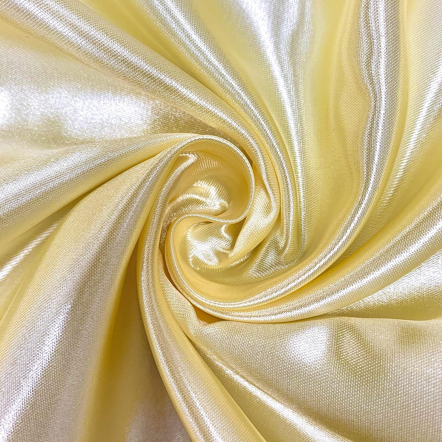 Eliza Pale Yellow Shiny Heavy Bridal Wedding Satin Fabric by The Yard - 10009