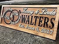 Vista 3 de Señal de Sr. y Sra. Regalo de boda de madera Regalo de despedida de soltera de madera Señal personalizada de compromiso Decoración