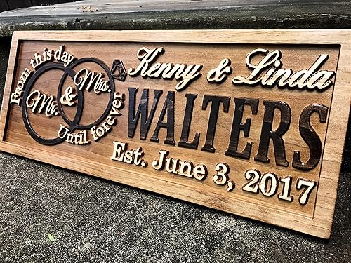 Miniatura 3 de Mr and Mrs Sign | Wood Wedding Gift | Wooden Bridal Shower Gift | Custom Engagement Sign | Established Marriage Decor | Personalized Couple Gift |