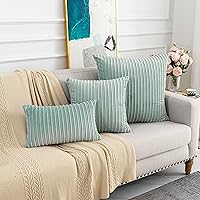 Vista 23 de UGASA - Juego de 2 fundas de almohada de terciopelo a rayas, funda decorativa para cojín con cremallera oculta para el hogar, sofá, dormitorio