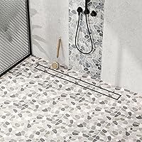 Vista 11 de Neodrain Drenaje de ducha lineal de 32 pulgadas con rejilla de inserción de azulejos, desagüe de suelo de ducha rectangular de acero inoxidable