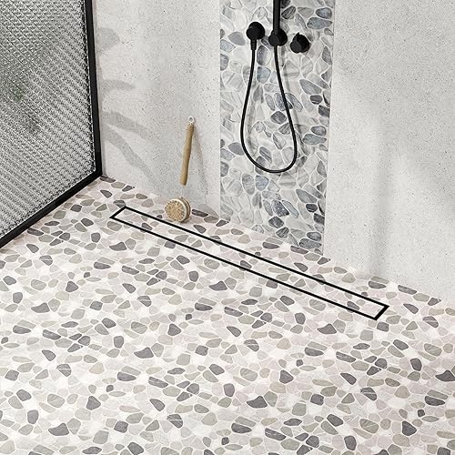 Miniatura 9 de Neodrain Drenaje de ducha lineal de 18 pulgadas con rejilla de inserción de azulejos, desagüe de suelo de ducha rectangular de acero inoxidable
