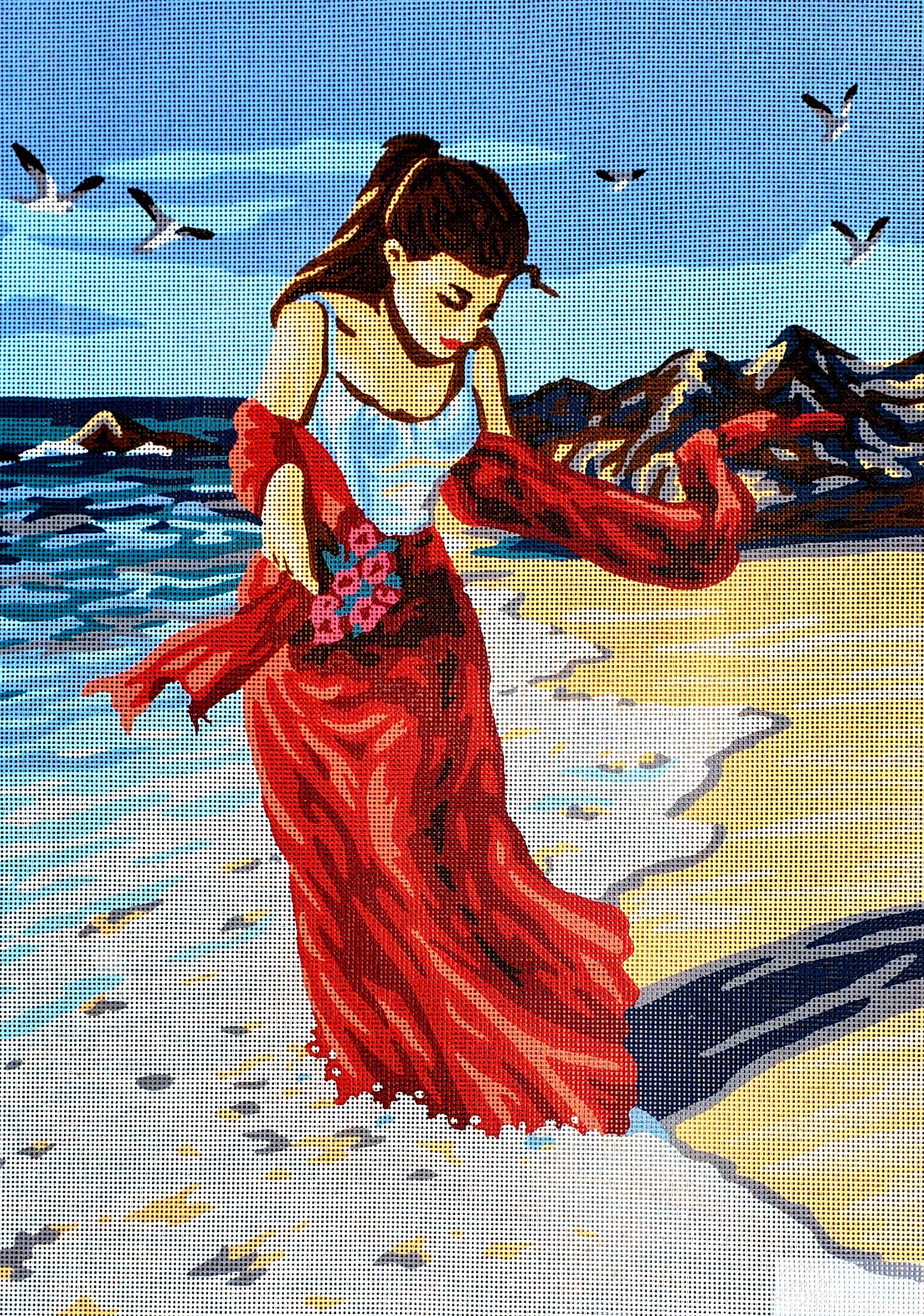GOBELIN L - Kit per ricamo a punto croce su tela dipinta a punto croce, motivo: Gobelin, giovane donna, 61 x 76 cm, 10,565