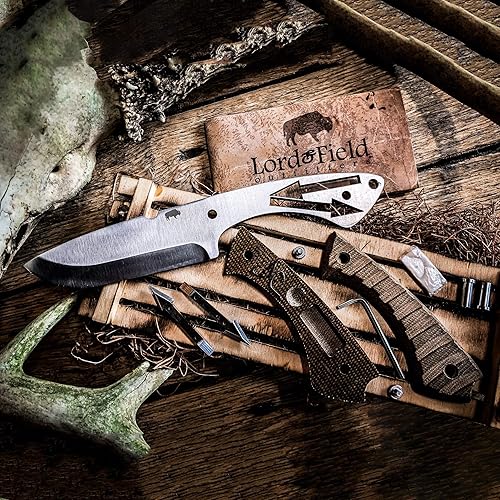 Miniatura 4 de Lord & Field Frontiersman Cuchillo de supervivencia de hoja fija de acero 1095HC de 4.5 pulgadas, hoja lisa satinada - Molienda Scandi modificada -