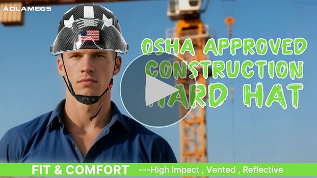 Vented Hard Hats Construction OSHA Approved - Black Carbon