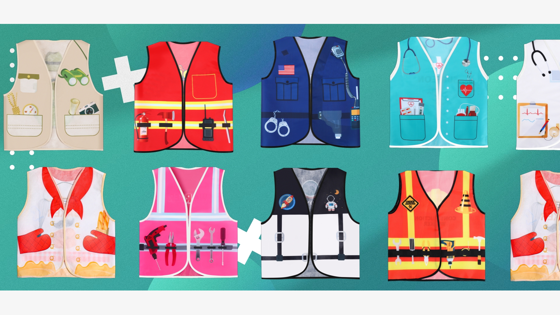 22 Pcs Kids Community Helper Dress Up Vests – Occupation Costumes For Halloween & Role Play, Ages 3+ - View #8