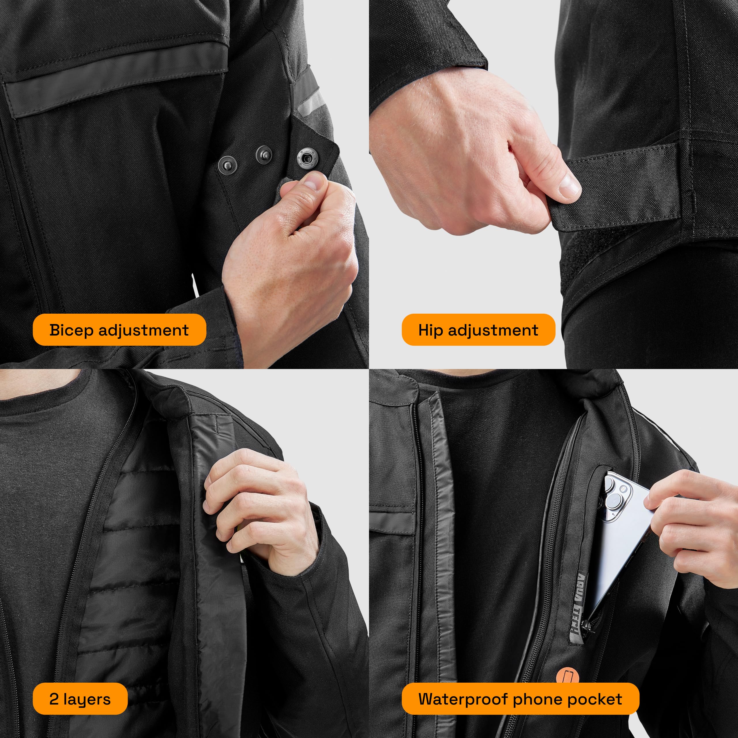 OZONE MOTO Neo Motorradjacke Herren | Textil | Ellbogen und Schulterprotektoren Stufe 1 | Rückenprotektortasche (Protektor Unten Kaufen) | Abnehmbar Thermofutter | 3 Belüftungskanäle | Größen bis 2XL