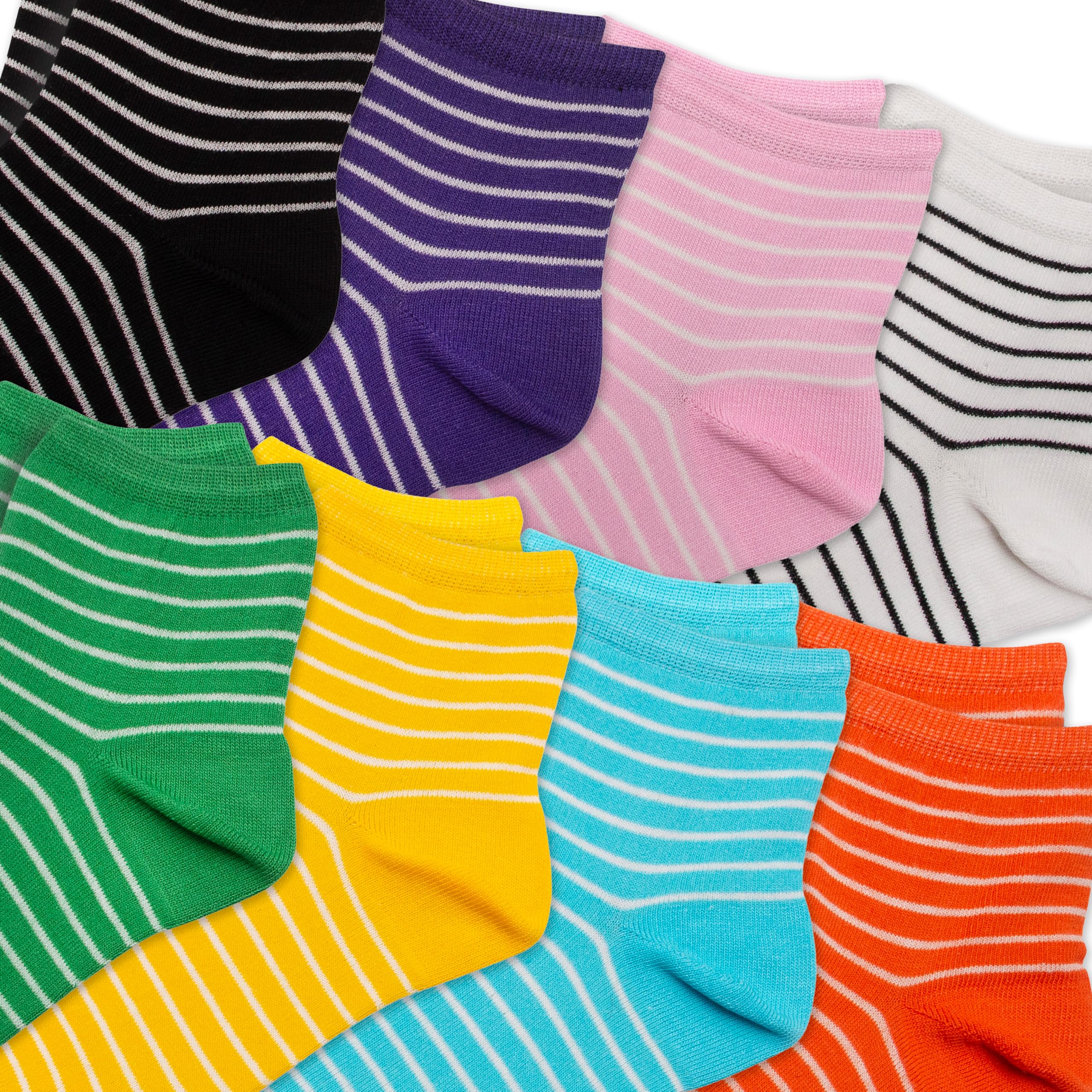 RAFRAY Calcetines de alta calidad, calcetines coloridos a rayas en caja de regalo, longitud al tobillo, 8 pares, talla US W 5-9.5