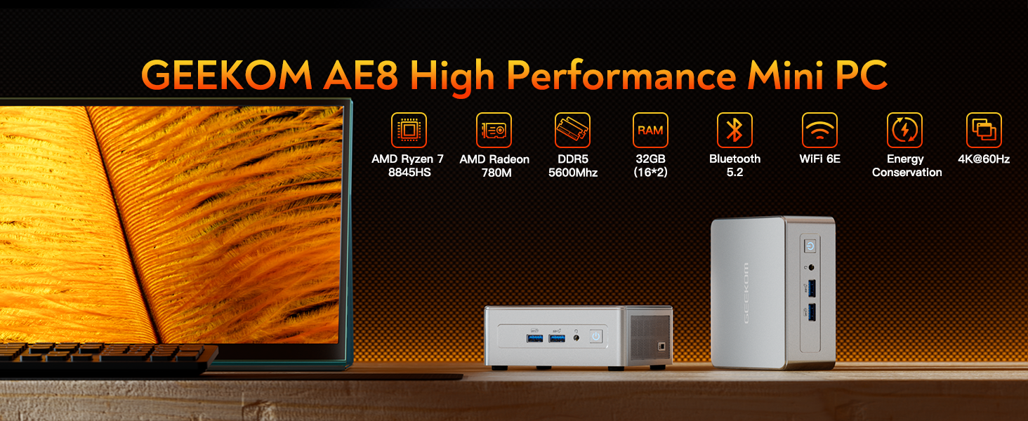 Amazon.com: GEEKOM AE8 AI Mini PC AMD Ryzen 7 8845HS(up to 5.1Ghz
