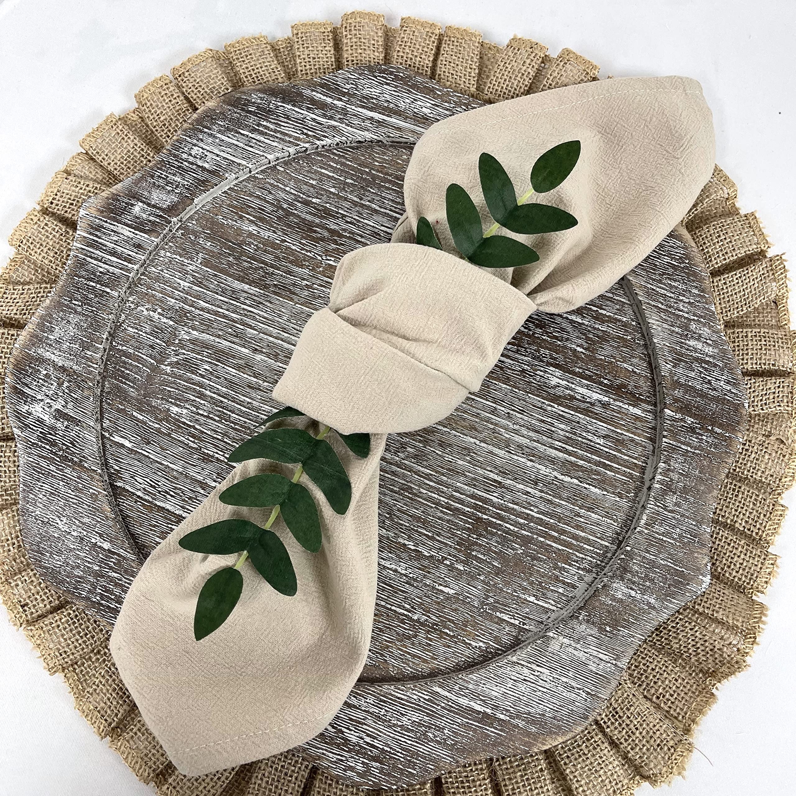 Decor Essentials Natural Linen Rustic Napkins Stonewash Tableware Party Wedding Event Table Setting Decorations (Natural)