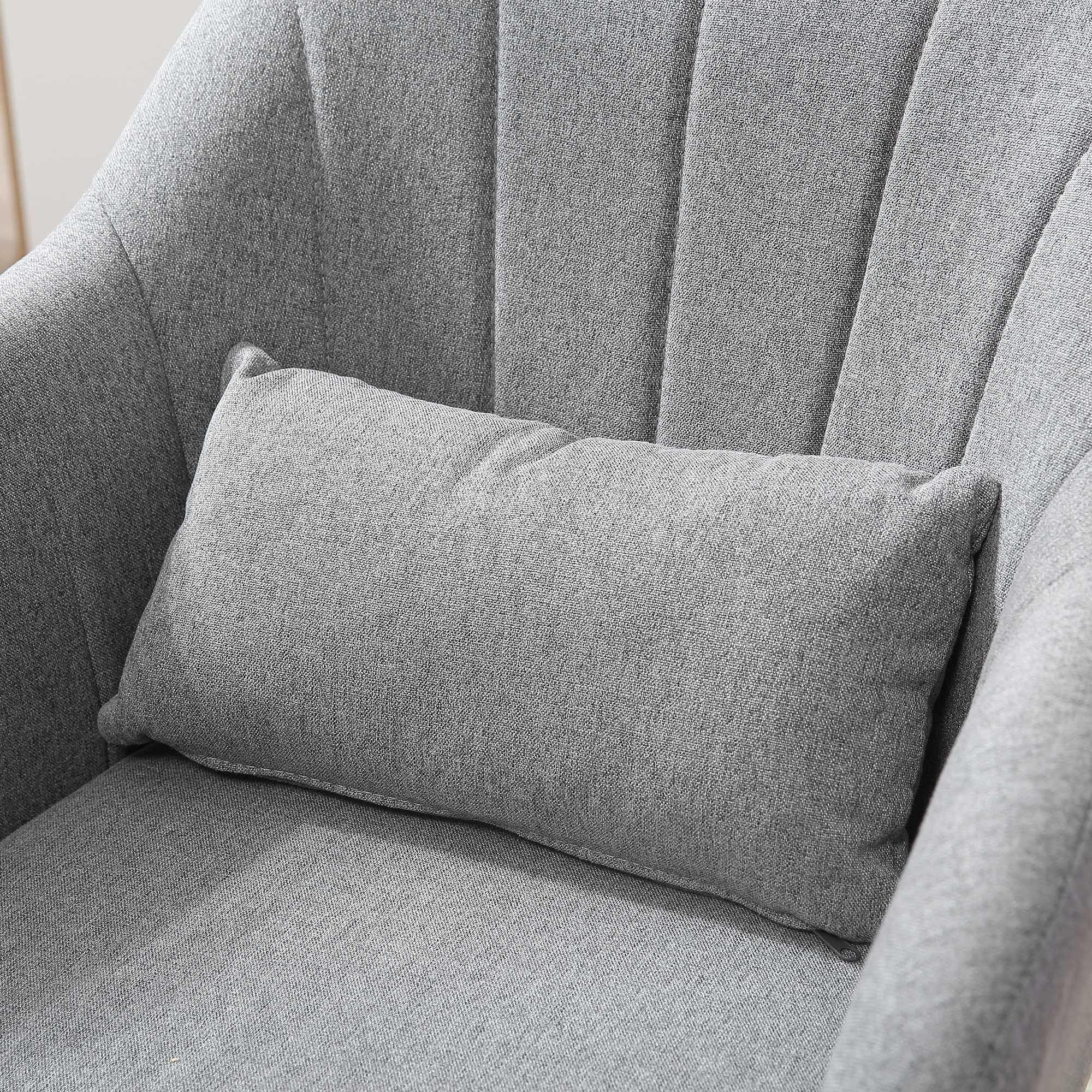 HOMCOM Sedia Girevole a 360° ad Altezza Regolabile in Poliestere, Sedia Moderna con Cuscino, Supporto Lombare e Bracciolo, 60x60x79-91 cm, Grigio