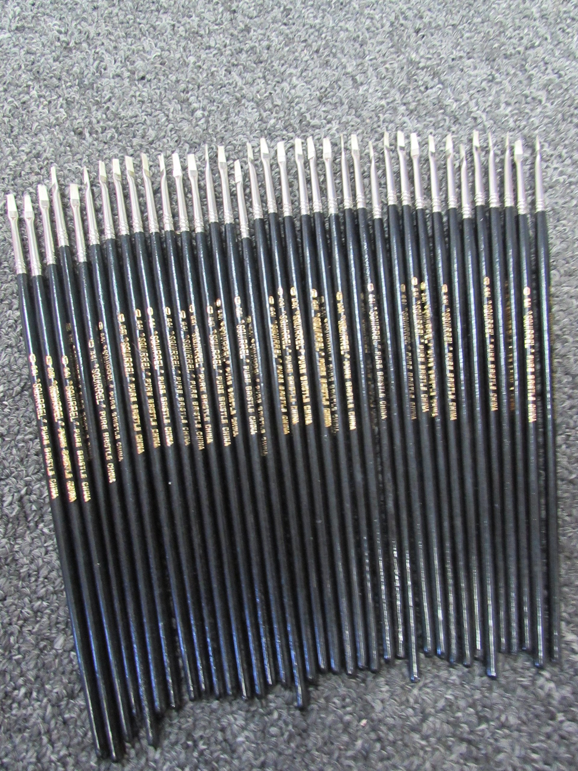 36-Artist Quality Brush Set White Bristle Hair Flat Oil/Acrylic # 0