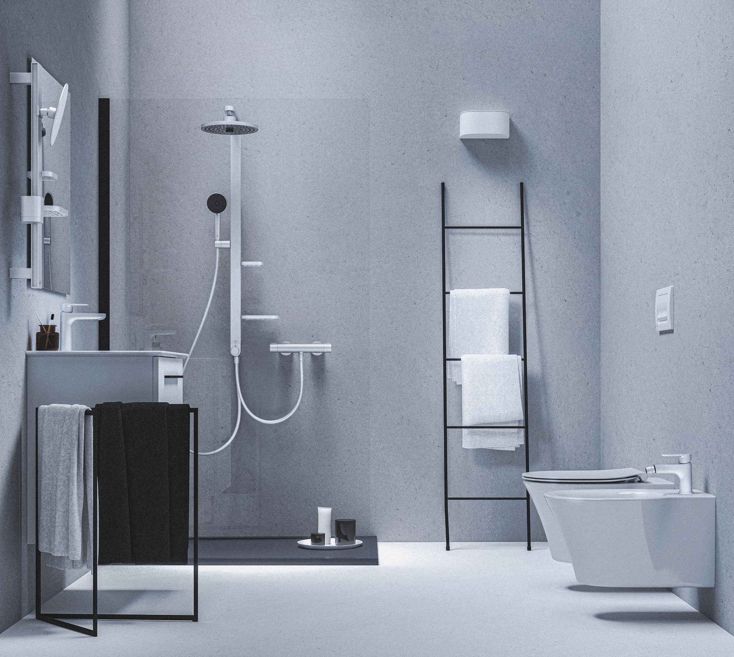 Ideal Standard - Cerafine O, Miscelatore monocomando per lavabo, Bocca di erogazione fissa, Matt silver