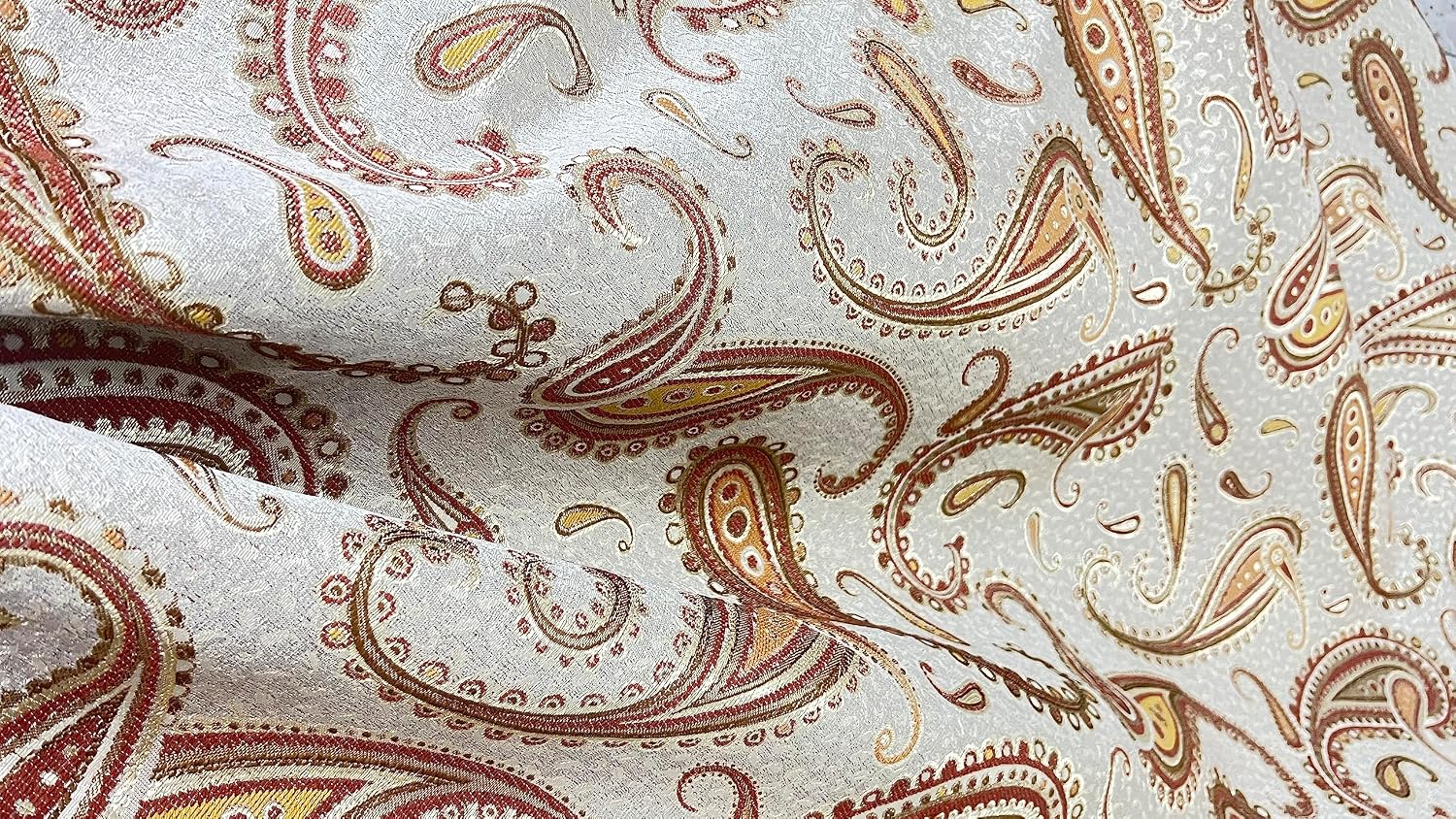 Paisley Design with Persian Pickle Motif on a Luxurious Classic Jacquard Fabric for Upholstery, Home Decor, Window Treatments, Crafts - Width 54 inches - Fabric by The Yard (Red)