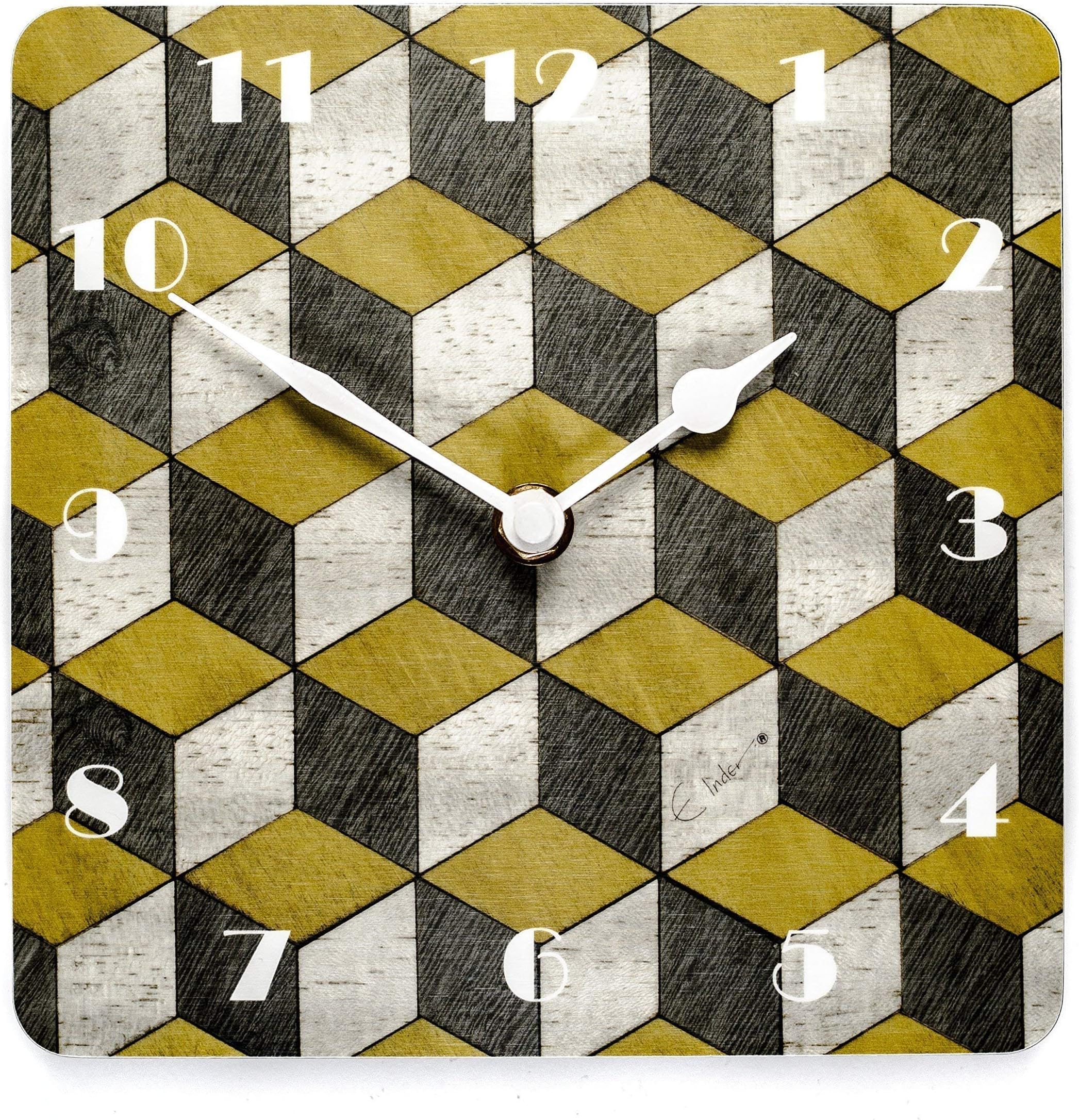 Wall Clock Melamine 2 sizes E Inder Designs Made in UK