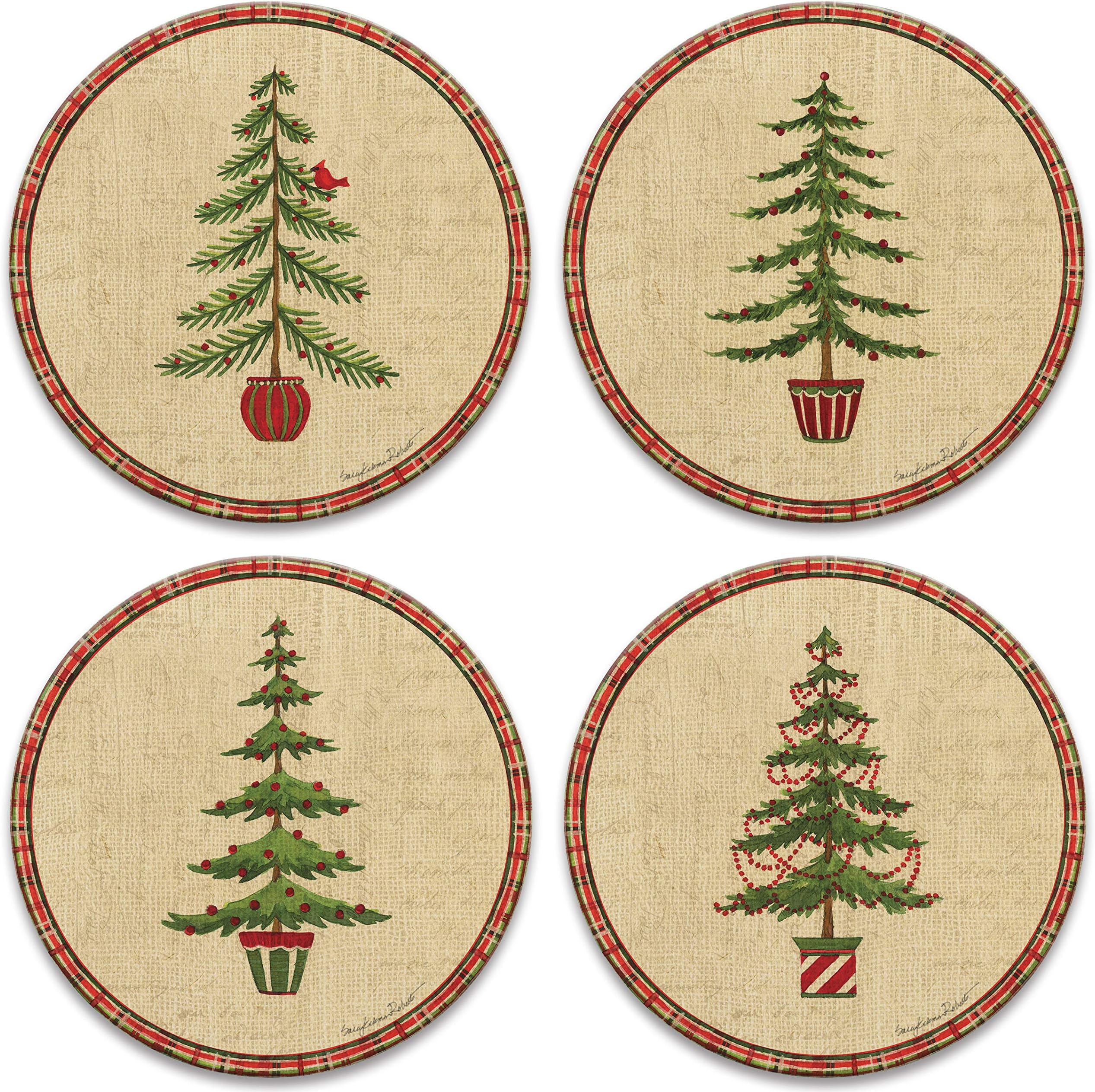 Natural Christmas Set of 4 Coasters