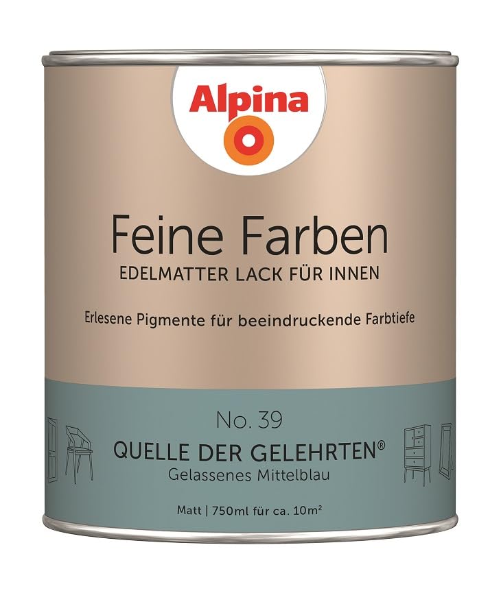 Alpina Feine Farben Lack No. 39 Quelle der Gelehrten edelmatt 750ml - Gelassenes Mittelblau