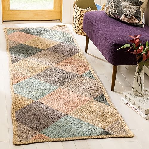 Miniatura 7 de SAFAVIEH NF872A - Alfombra de área de colección de fibra natural, 8 x 10 pies, natural y multicolor, hecha a mano, ideal para zonas de alto tráfico