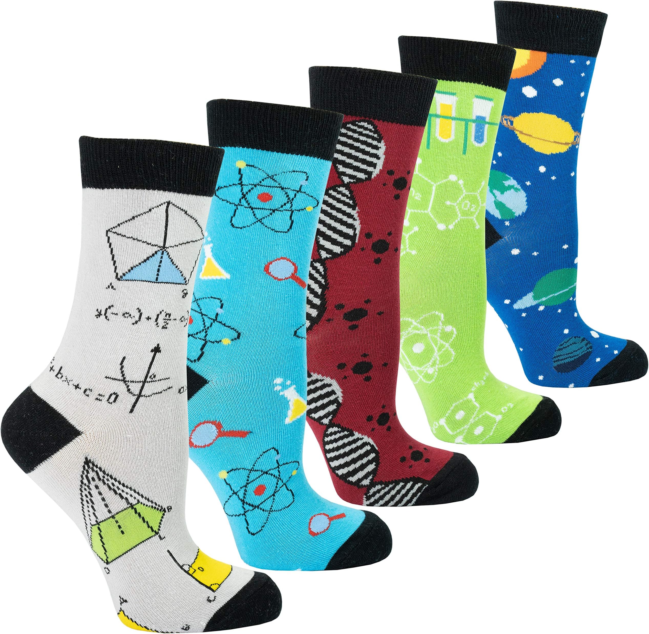 socks n sockssocks n socks Women's Girls 5pk Novelty Funny Crazy Cute Fun Crew Socks Gift Box