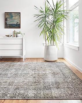 Loloi Layla Collection LAY-06 Taupe/Stone 2'-6" x 12'-0" .13" Thick Runner Rug, Soft, Durable, Vintage Inspired, Distressed, Low Pile, Non-Shedding, Easy Clean, Printed, Living Room Rug