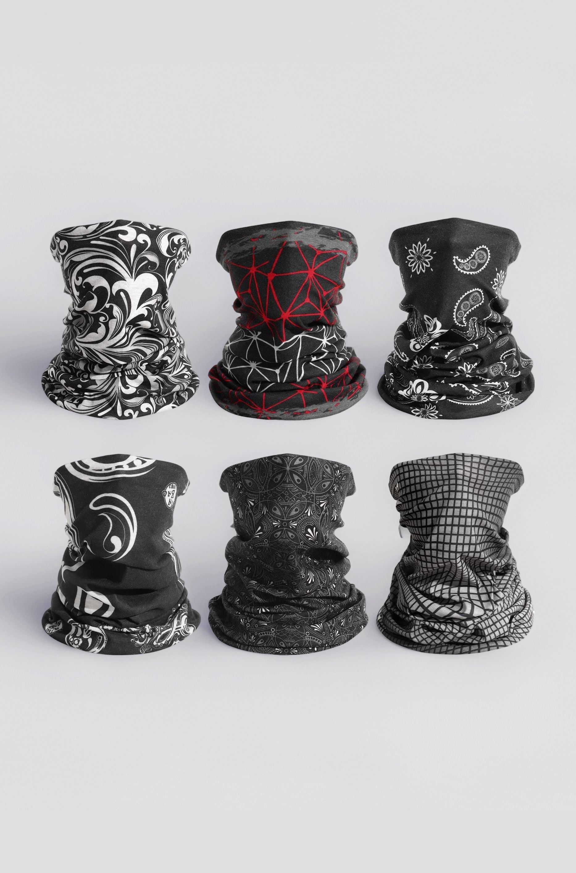 Neckerchief Men & Women Pack of 6 Multifunctional Scarf Unisex Seamless Bandanas Tube Scarf Men's Windproof Neck Warmer Motorcycle Loop Scarf Men for Outdoor Work Cycling Running