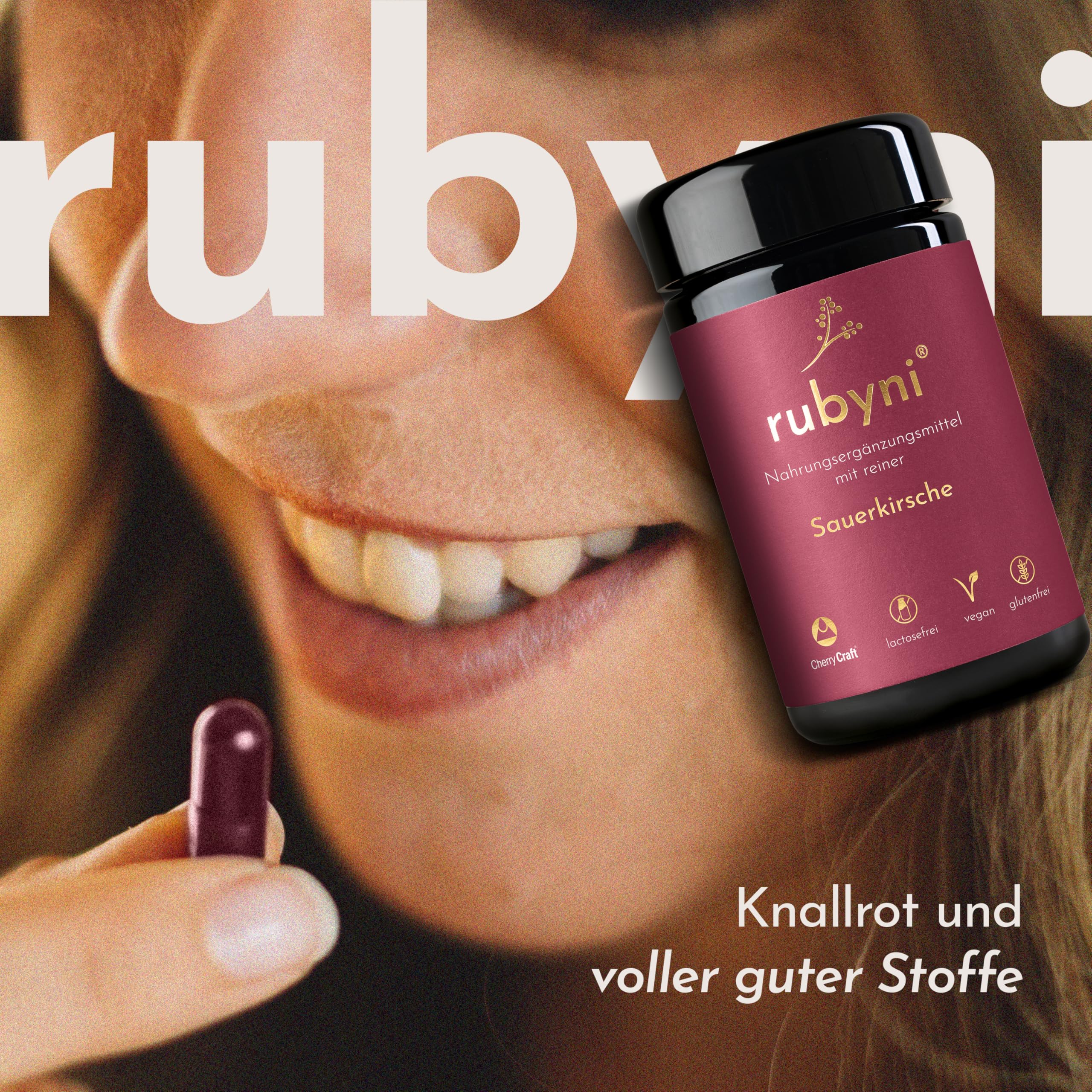Sauerkirsche - 90 Kapseln - Vegan, gluten- & laktosefrei | 360mg Sauerkirschenextrakt pro Kapsel (= 112.000mg Kirschen pro Tagesdosis) - CherryCraft - 100% Rein & Laborgeprüft