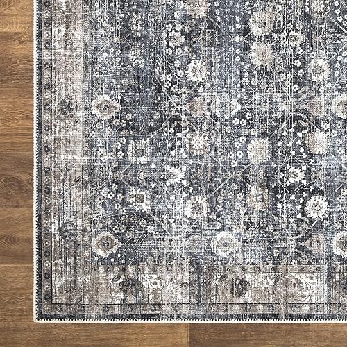 Miniatura 5 de Bloom Rugs Alfombra tradicional lavable antideslizante de 3 x 5 pies, color negromarrón, para sala de estar, dormitorio, comedor y cocina, tamaño