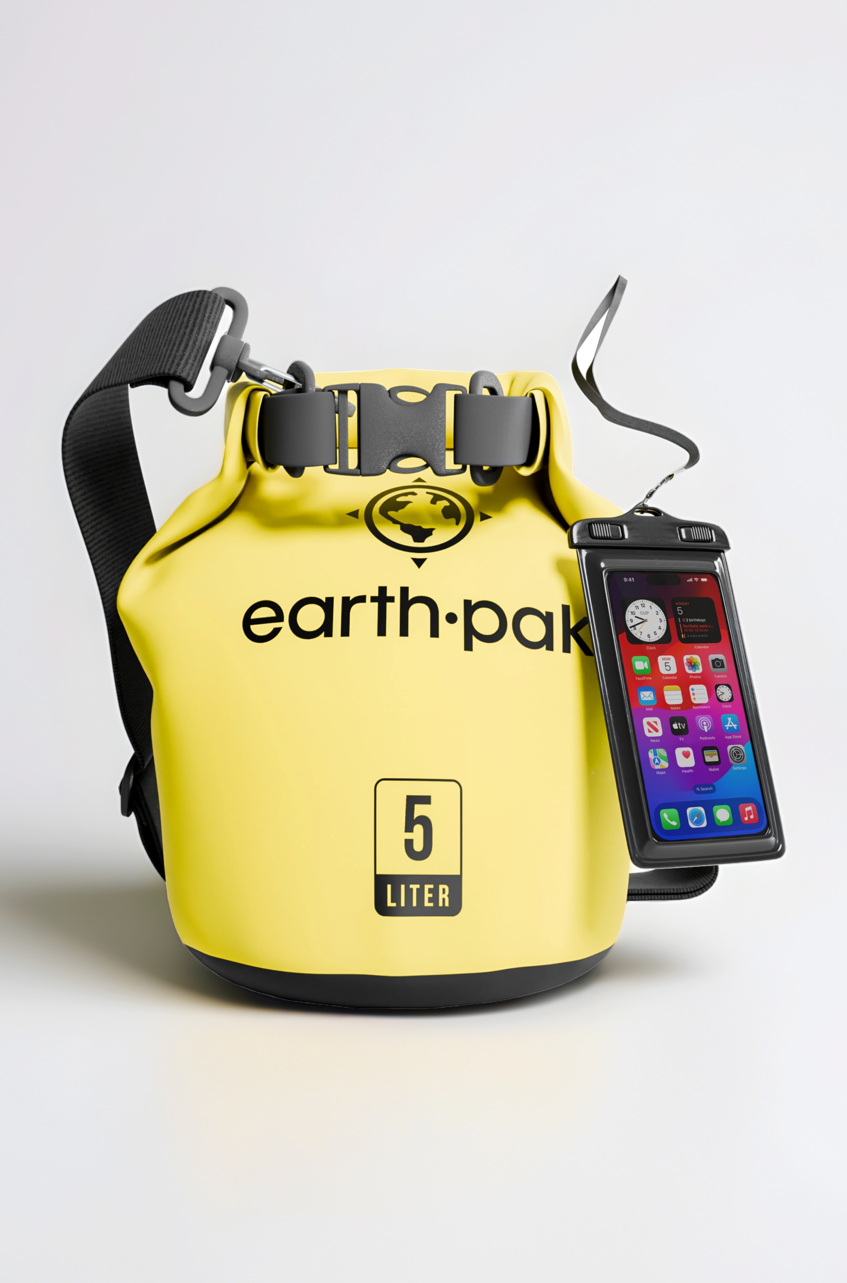 Earth Pak Waterproof Dry Bag - Roll Top Waterproof Backpack Sack Keeps Gear Dry for Kayaking, Beach, Rafting, Boating, Hiking, Camping and Fishing with Waterproof Phone Case