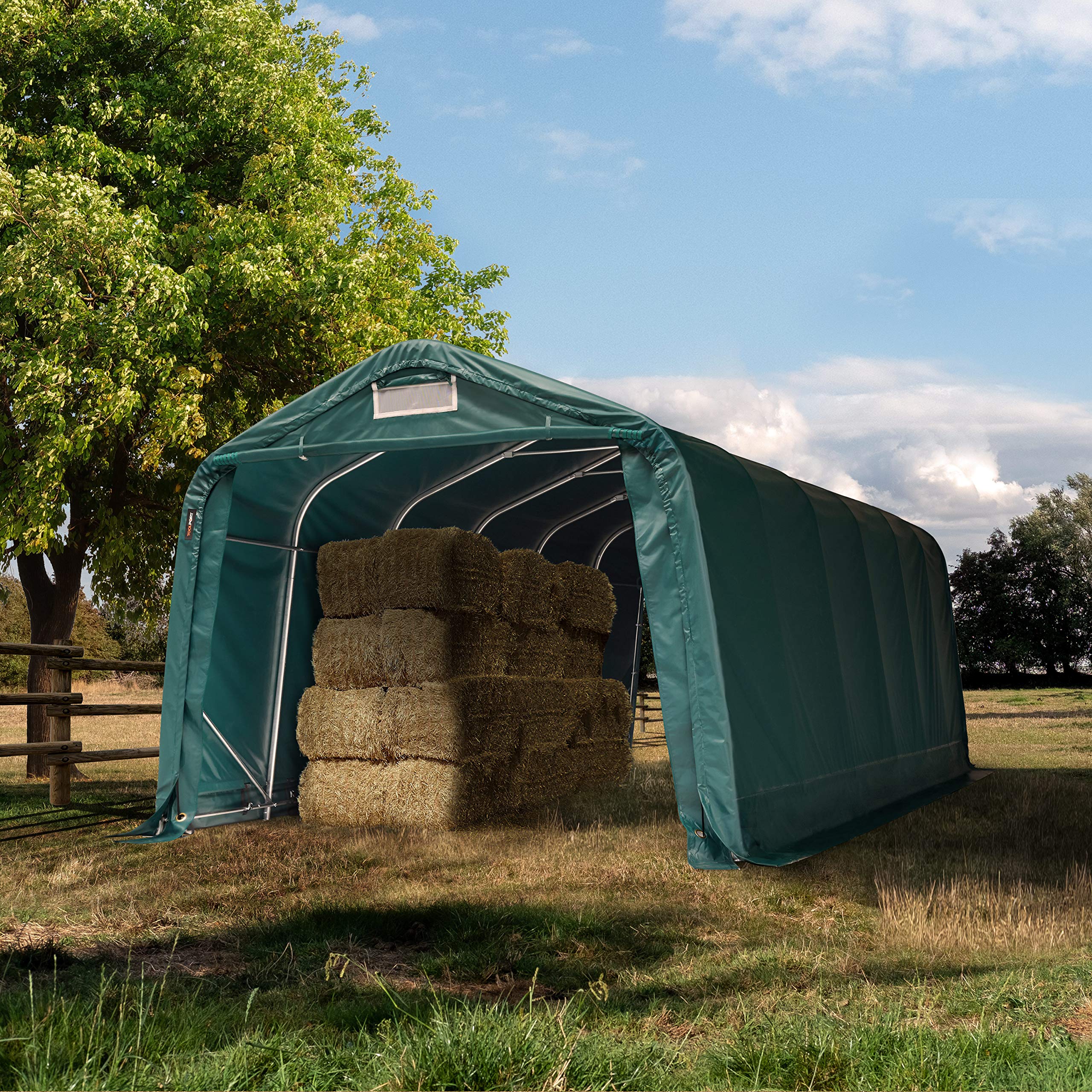 TOOLPORT Tenda da pascolo 3,3x7,2 m Riparo, Robusto Telo Verde in PVC 800N