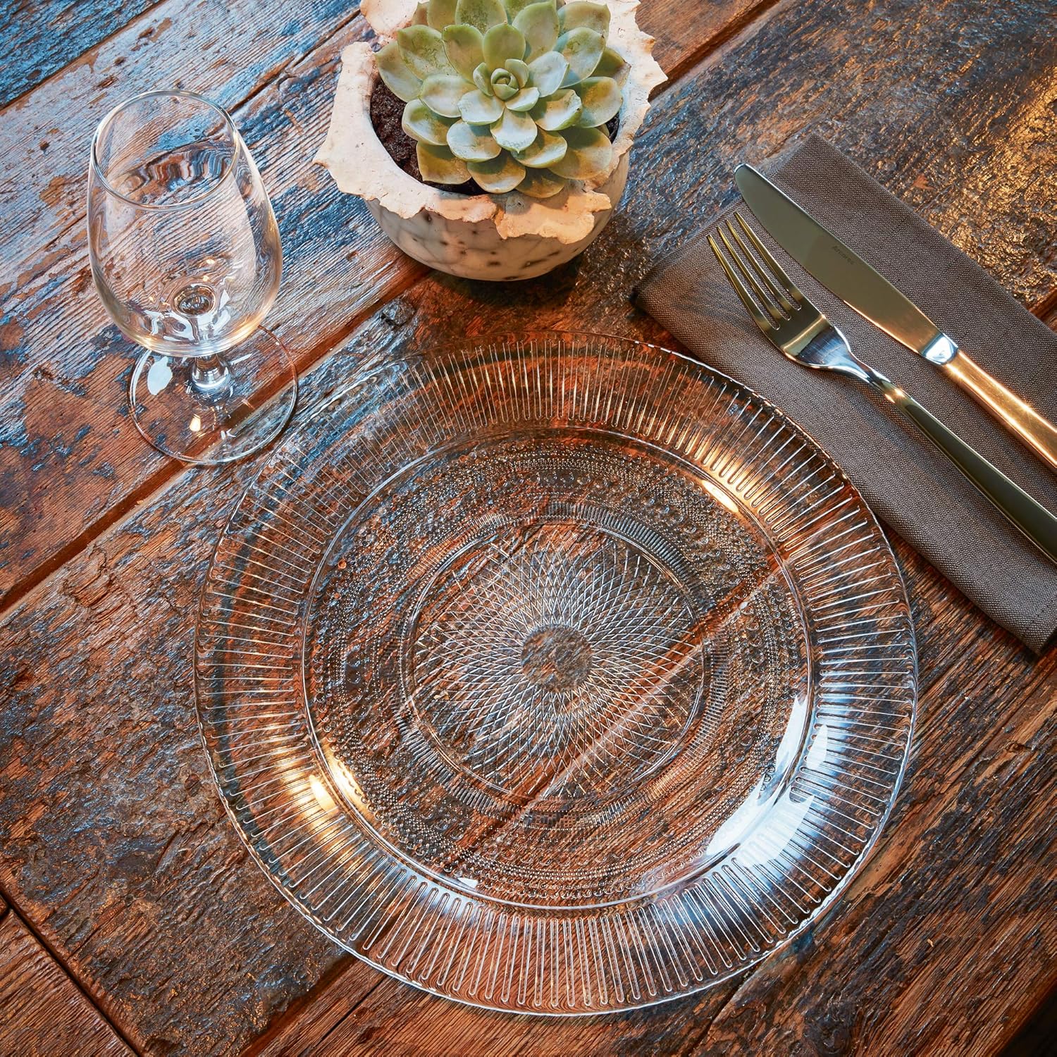 Louison Clear Opal Glass Dinner Set Dinnerware Tableware Plates