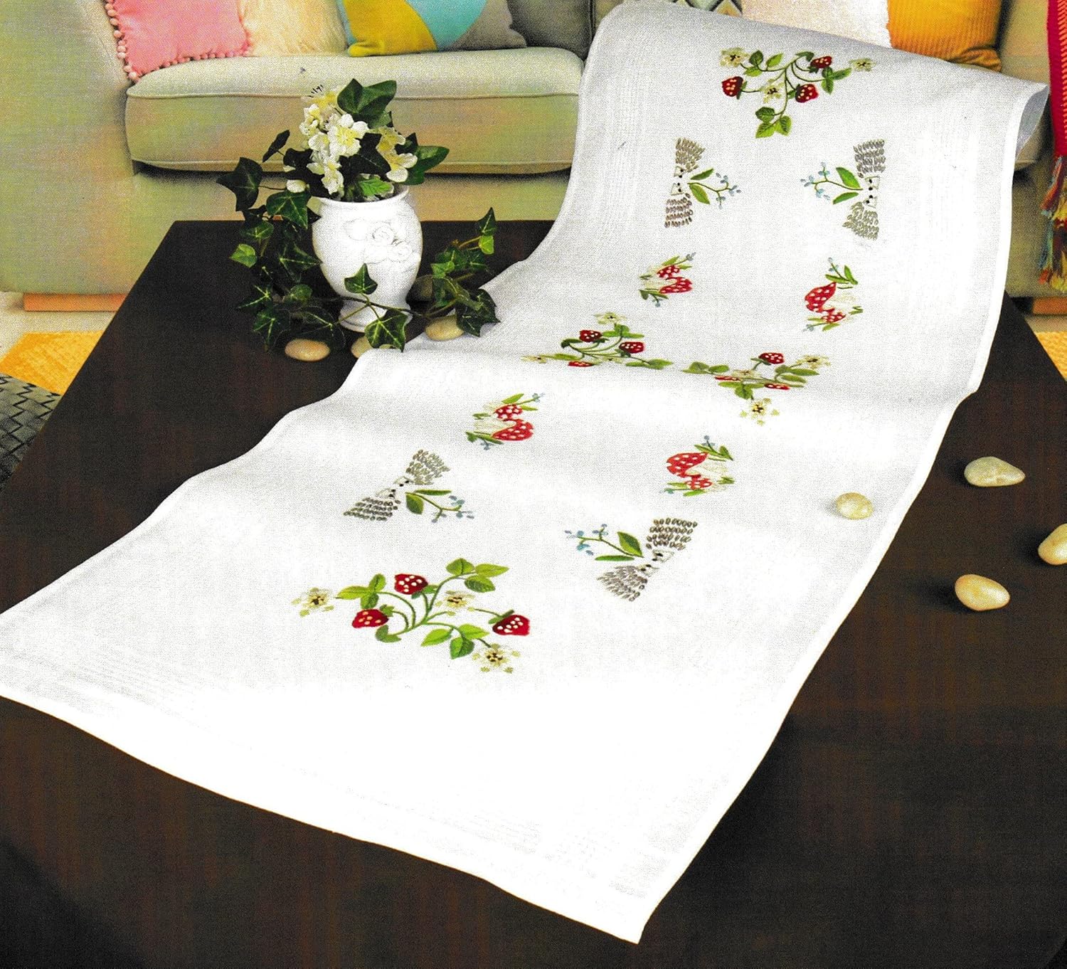 Printed Embroidery Cross Stitch Kit for Tablecloth Duftin (Table Runner Strawberry Summer 1210 R)