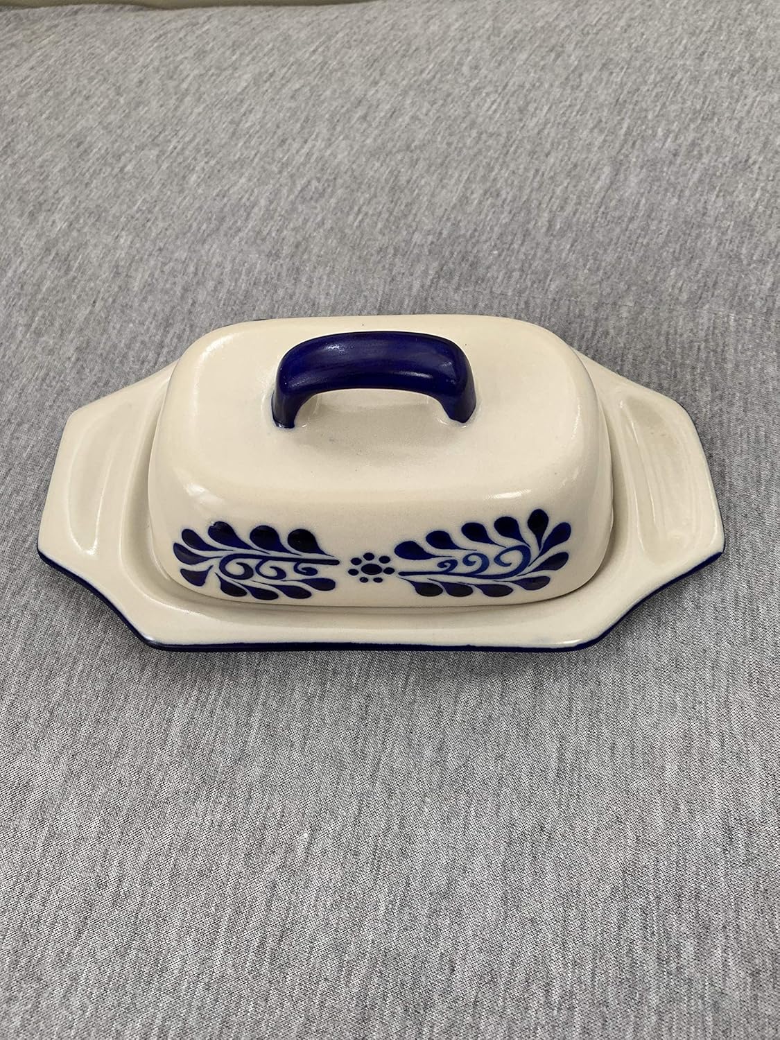 Ceramic Butter Dish with Handle Authentic Mexican Mantequillero for Countertop Decor or