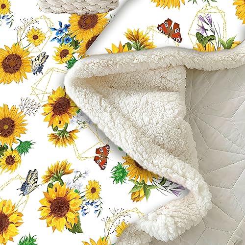 Miniatura 5 de Manta de girasol, regalos de girasol para mujer, manta de regalo de girasol, decoración de ropa de cama blanca, decoración de cosas de girasol,