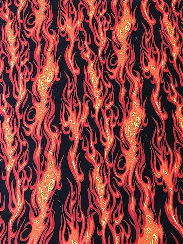 Miniatura 2 de Tela 100% algodón vendida por yarda 1 yarda  36 pulgadas de longitud (llama de fuego en negro)