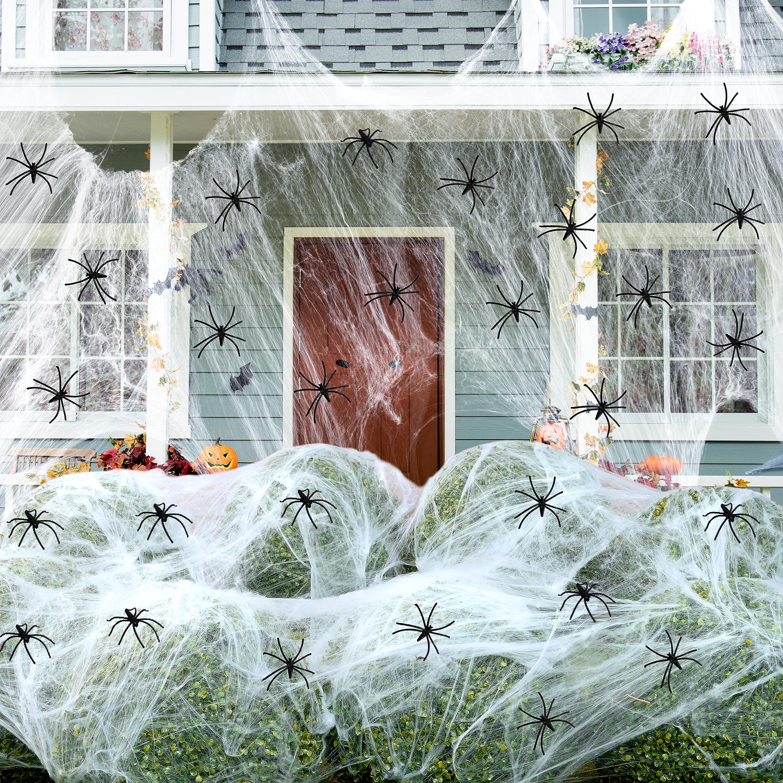 JOYIN 900 sqft Halloween Spider Web Decorations with Extra 40 Fake Spiders, Large Super Stretch Cobwebs Halloween Haunted House Prop, Indoor Outdoor Halloween Party Supplies