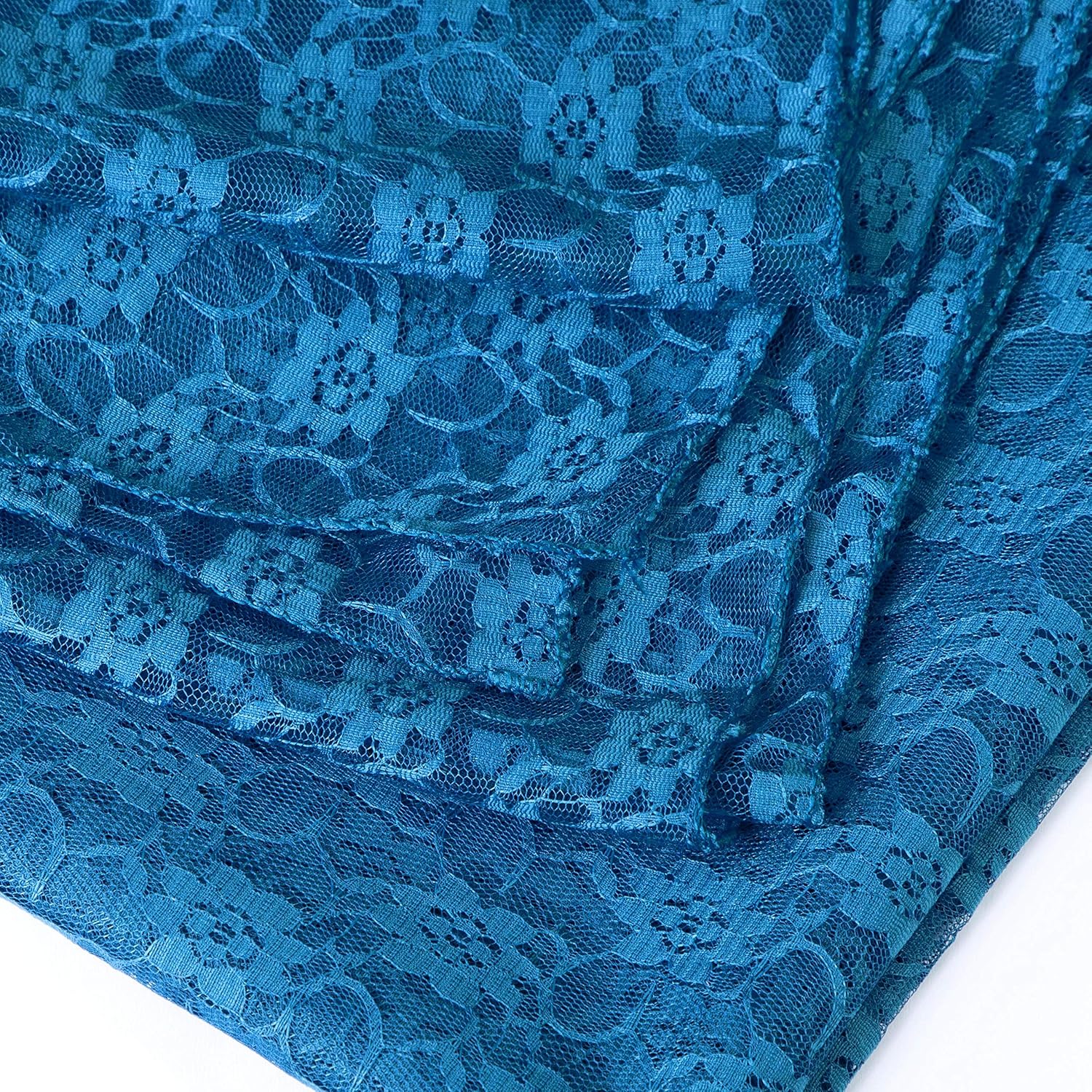 MDS Pack of 10 Wedding 27 x 120 inches Long Sheer lace Table Runner for Wedding Banquets Decorations Birthday Parties, Engagements, Rustic Boho for 10Ft Table Runners - Dark Teal