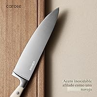Vista 3 de CAROTE Juego de cuchillos de 14 piezas con bloque, forjado, acero inoxidable de alto carbono, juego de cuchillos de bloque de hoja afilada