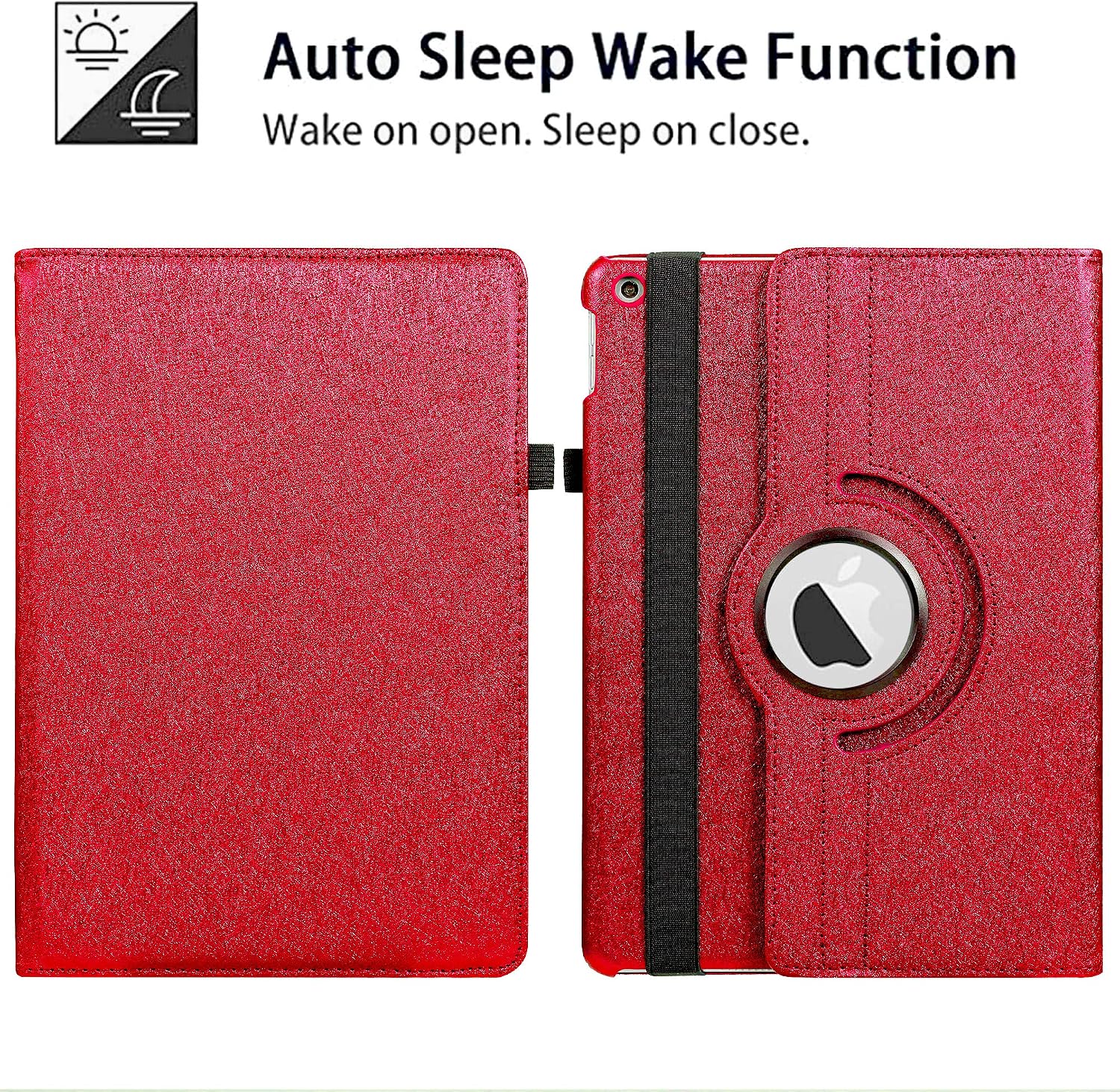 iPad 10.2" Case 9th Generation (2021) 2020 iPad 8th Generation Case / 2019 iPad 7th Generation Case, 360 Degree Rotating Stand Smart Case Protective Cover with Auto Wake Up/Sleep (RED)