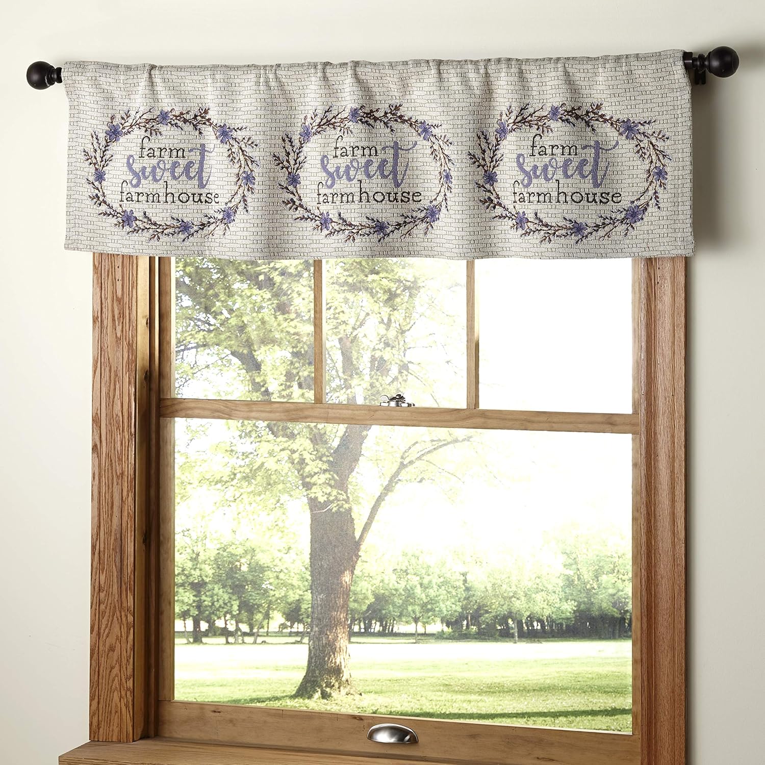 Natco Farm Sweet Farmhouse Window Valance with Hanging Rod Pocket