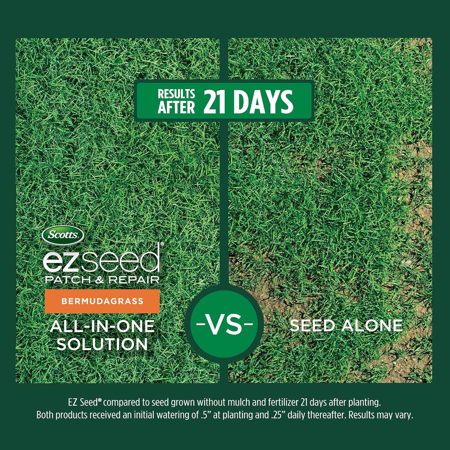 Scotts EZ Seed Patch & Repair Bermudagrass Combination Mulch, Bermudagrass Seed and Fertilizer for Bare Spots and Repair, Grows in Scorching Heat, 10 lb
