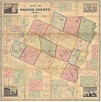 Vista 1 de Orange County Vermont 1858 - Wall Map with Homeowner Names - Genealogy - Old Map Reprint