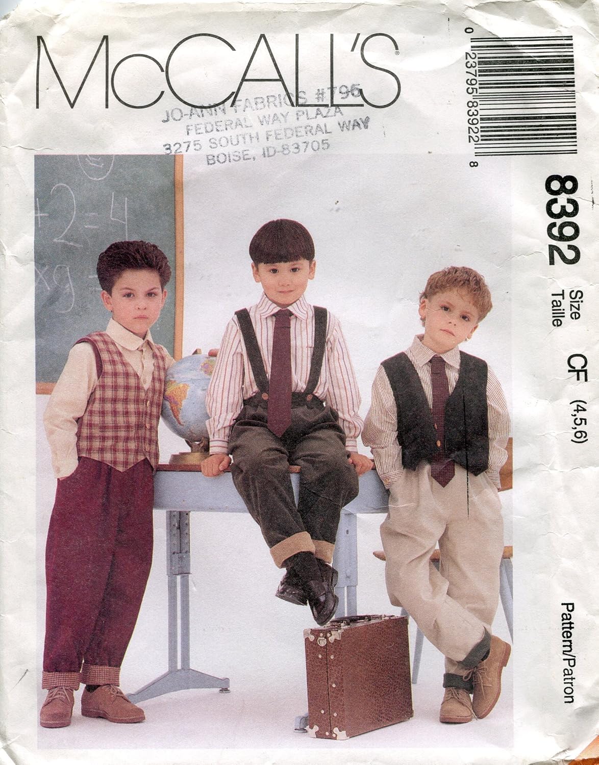 McCall's Pattern 8392 Boys' Lined Vest, Shirt, Pants and Tie, Size CF (4-5-6)