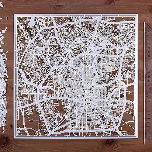 Miniatura 2 de Mapa de corte de papel de San Antonio por O3 Design Studio White 12 x 12 pulgadas