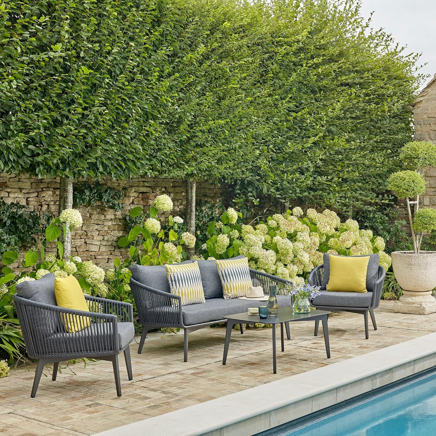 DEVOKO Patio Furniture Set, 4 Pieces Porch Backyard Garden Outdoor Rope