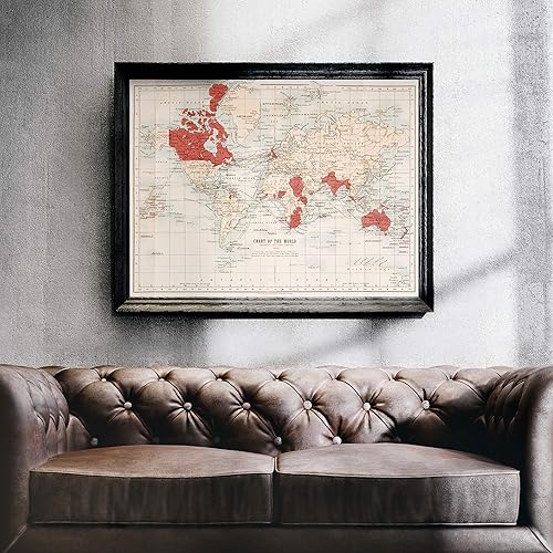 Miniatura 2 de Posterazzi Mapa del mundo que muestra en rojo la extensión del imperio británico en 1901 impresión de póster (32 x 24)