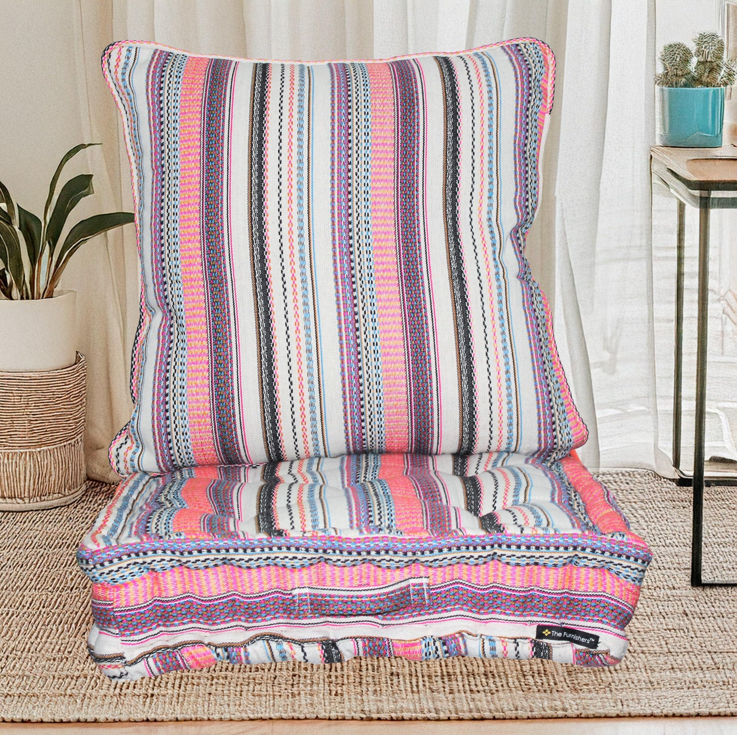 Orange Woven Floor Cushion - Cozy Seating & Meditation -30