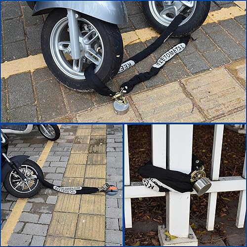 Miniatura 7 de Cadena de seguridad resistente con bloqueo de grillete oculto, cadena antirrobo de acero endurecido de 6 pies x 38 pulgadas de grosor a prueba de