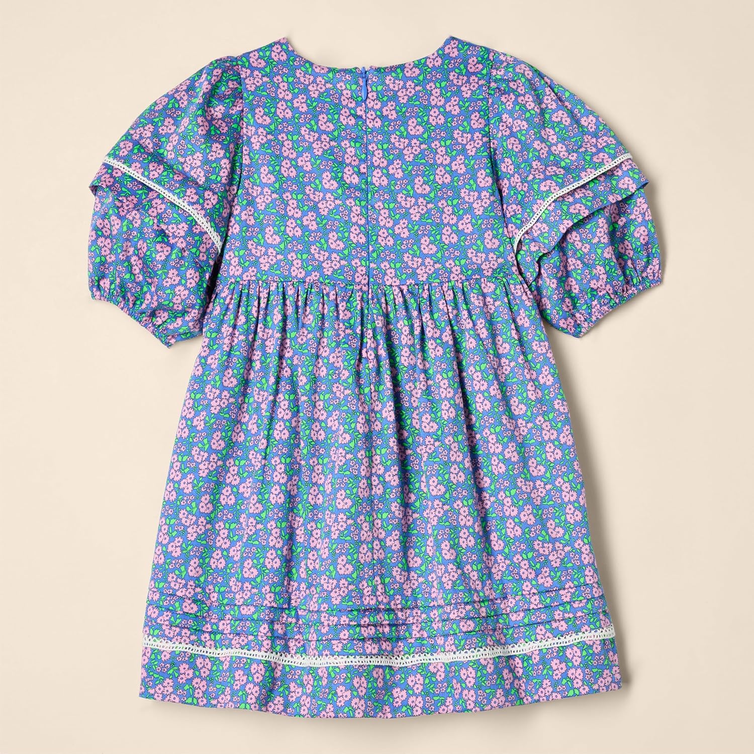 Amazon Essentials Girls and Toddlers' 100% Cotton Puff-Sleeve Fit & Flare Dress - Image 2