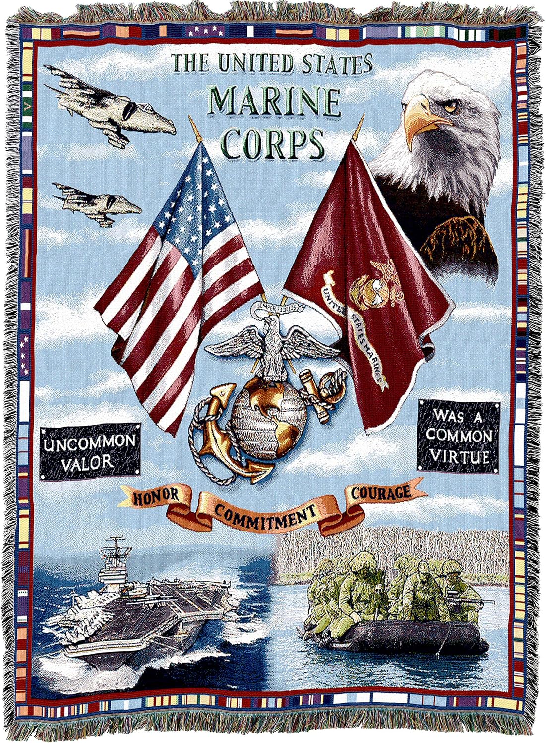 Pure Country Weavers US Marine Corps - Land Sea Air Blanket - Gift Military Tapestry Throw Woven from Cotton - Made in The USA (72x54) - Image 2