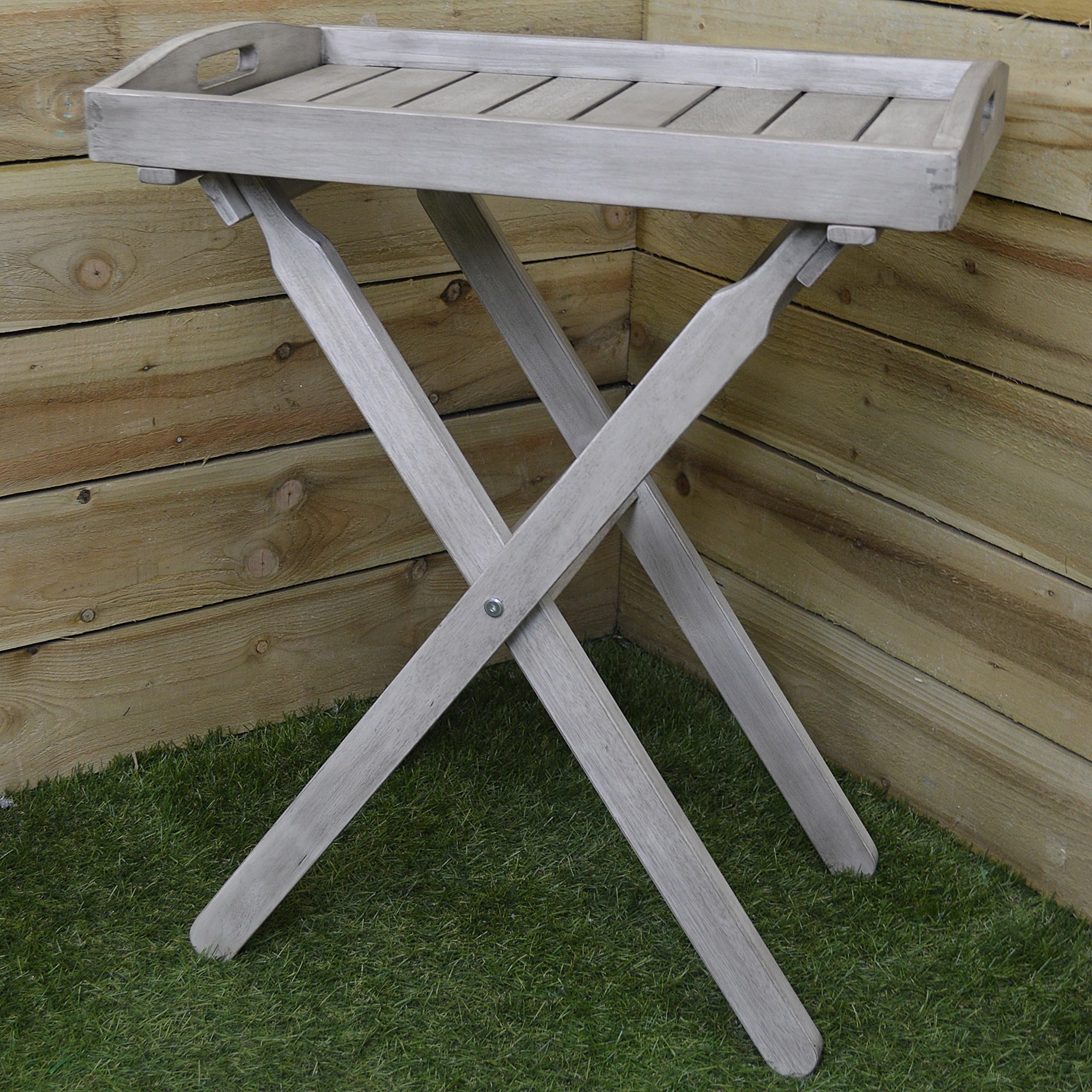 Wooden Dorset Tea/Serving Tray with Tall Cross Legged Stand